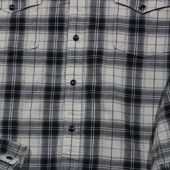 VTG Lucky Brand Mens Button Down Madras Plaid Shirt Mens XL Western Pearl Snap - Picture 4 of 7